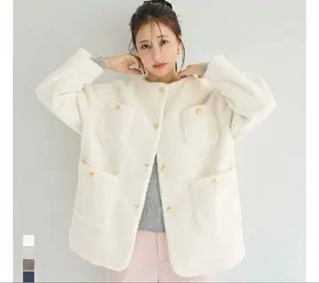 푸들 금장 버튼 노카라 코트 여성용 coca 코카