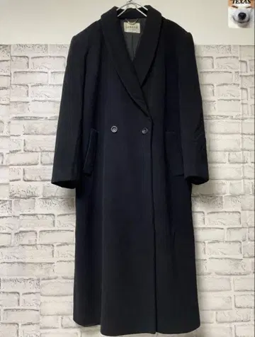 새상품급! 더블 브레스트 롱 코트 블랙 캐시미어 50% L 상당
