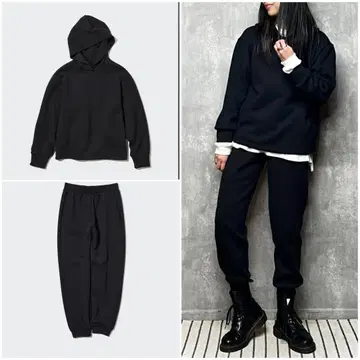 유니클로 드라이 맨투맨 풀 후드티 조거 팬츠 셋업 맨투맨