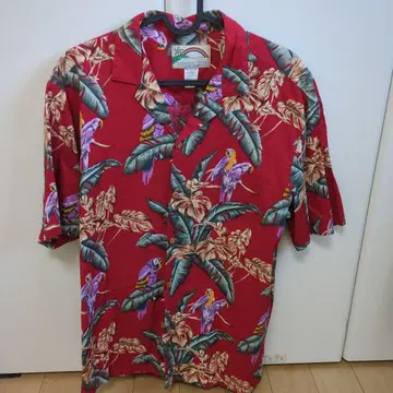 PARADISE FOUND 알로하 셔츠 반팔 빨간색 M 사이즈