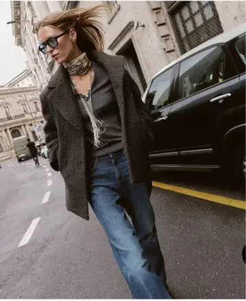 ZARA 부클레 블레스 미디 기장 코트