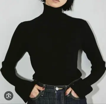 TODAYFUL 플레어커프스 립 니트 블랙