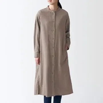 무인양품 플란넬 스탠드 카라 원피스
