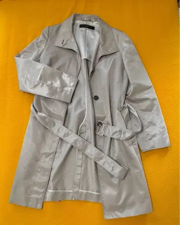 INED 실버 트렌치코트 허리 벨트 포함