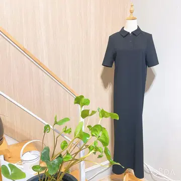 블랙 피케 셔츠 디자인 롱 원피스