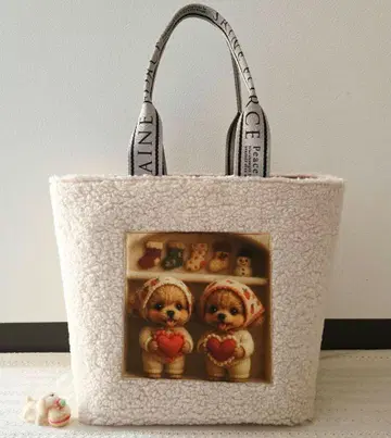 핸드메이드 다정한 토이 푸들 모코모코 토트백 U^^U