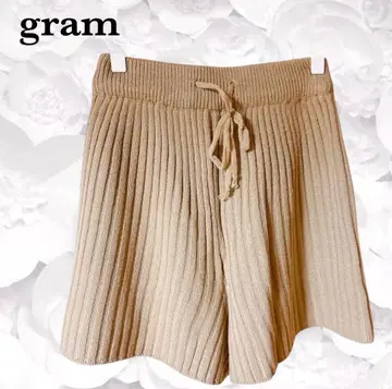 [ 그램 ] 숏팬츠 하프 팬츠 [ F ] 베이지 니트 리브 편 이지