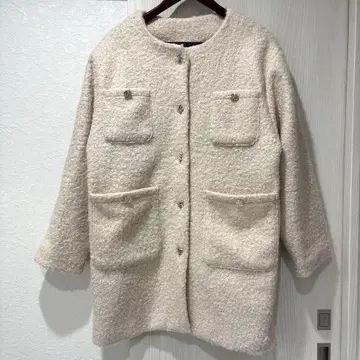 Ranan 페이크 울 미들 기장 코트 아이보리 M 1127