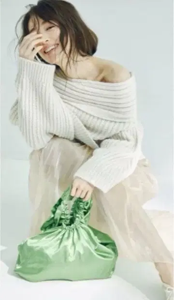 snidel 오프숄더 니트 풀오버 민트 그린