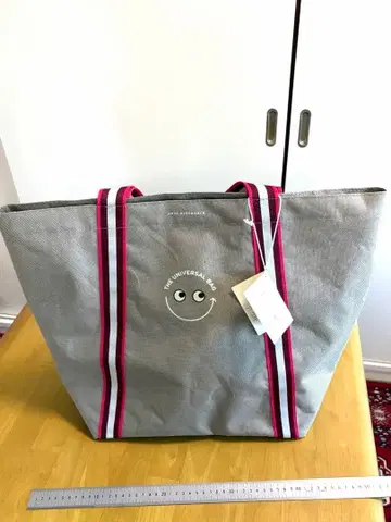 스마일 로고 그레이 에코백 (미사용 새상품)