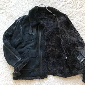 [레어 L 리얼 무스탕] 플라이트 자켓 B-3 블랙 양가죽 패치워크 보아