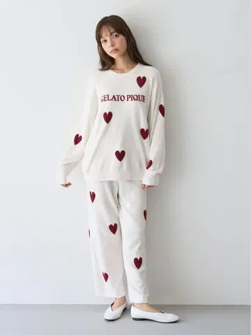 하트 자카드 풀오버 & 롱 팬츠