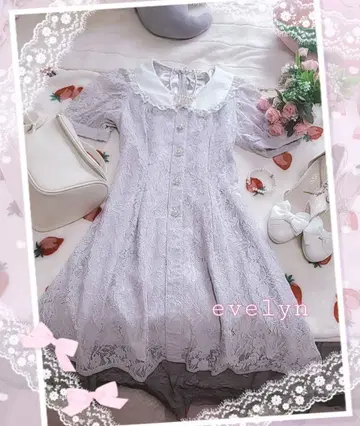 에블린 카라 부착 비쥬 레이스 롱 원피스