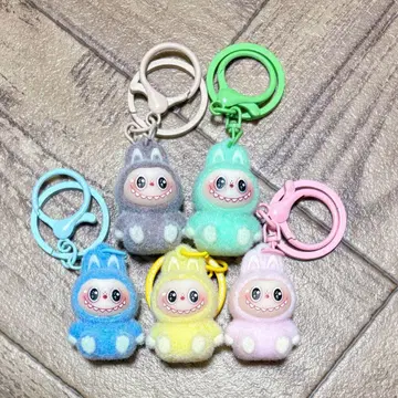 LABUBU 인기 컬러풀 캐릭터 키링 5개 세트