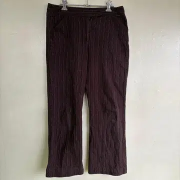 LAURA ASHLEY 다크 퍼플 스트라이프 캐주얼 팬츠