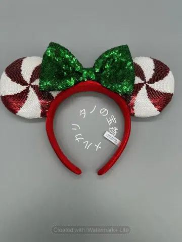 정품 도쿄디즈니씨 크리스마스 스팽글 미니 머리띠