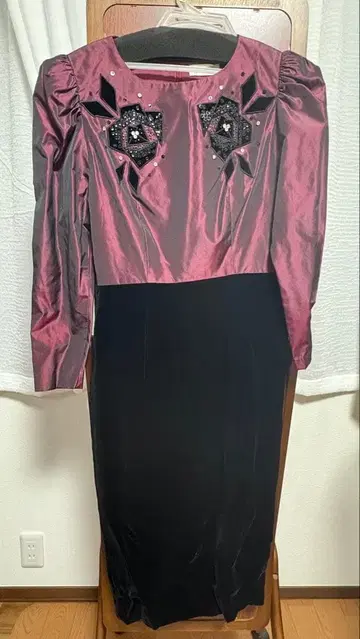 글라송-R 벨로아 롱 드레스 긴팔 오비 포함