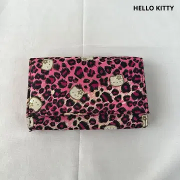 헬로키티 레오파드 올 패턴 삼단 접이식 지갑 핑크 Y2K 갸루