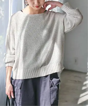 새상품급! Spick & Span 라메 페이퍼얀 2way 풀오버 화이트