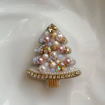 snow white tree 브로치 비즈 자수 크리스마스 트리