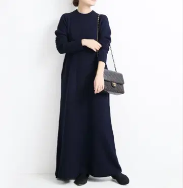 vermeil par iena 네이비 롱 니트 원피스 프리 사이즈