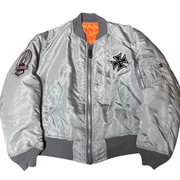 희귀 색상 실버 ALPHA 90s USA 제조 빈티지 MA-1 사이즈 L