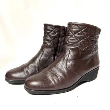 [ 긴자 요시노야 ] 숏부츠 웨지솔 사이드지퍼 브라운 24cm