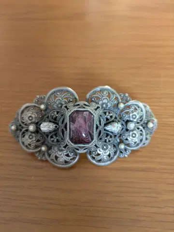 imac 빈티지풍 헤어 클립 적자색 스톤 포함