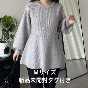 prose verse 프론트 펄 래글런 페플럼 니트 A라인