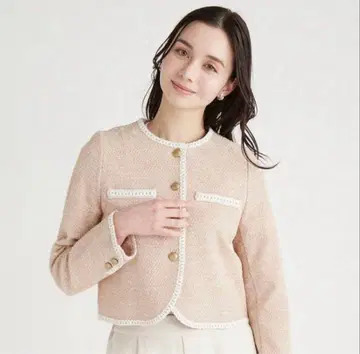 [ 새상품급 ] 셀포드 트위드라이크 티셔츠 자켓 노카라 38