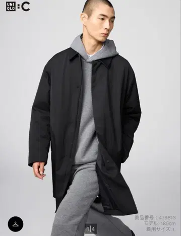 유니클로C 퍼프테크 하프 코트 블랙 M 사이즈