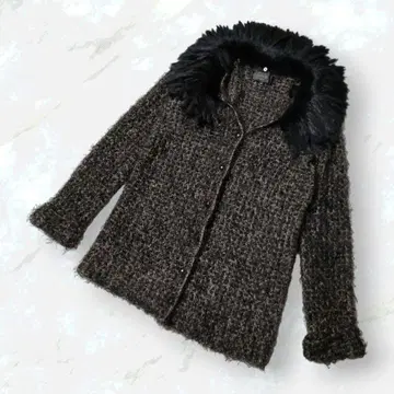 새상품급 L.vintage 니트 가디건 인조 모피 40 L