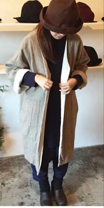 edane 카디 코튼 울 리버서블 코트