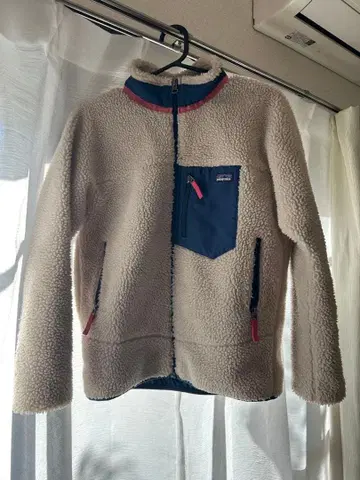 Patagonia 플리스 자켓 키즈 XL 베이지/네이비