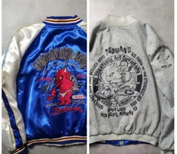 Y2K 테드맨 TEDMAN 리버서블 자수 스카잔 쇼트 기장