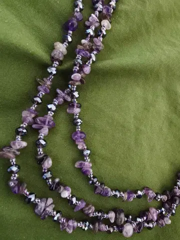 새상품 자수정 롱 목걸이