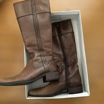 브라운 가죽 롱 부츠 24.0cm