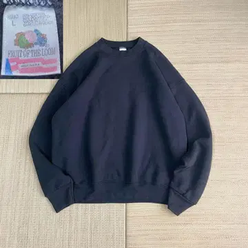 90s USA 프룻 오브 더 룸 무지 맨투맨 블랙 L