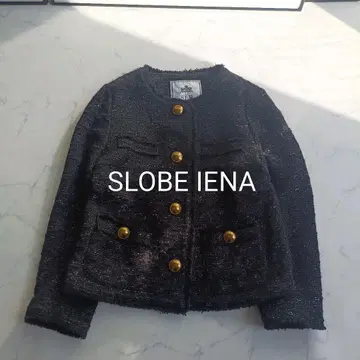 슬로브 이에나 트위드 자켓 골드 버튼 SLOBE IENA 노카라