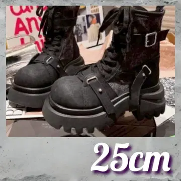 25cm 통굽 엔지니어 부츠 블랙 새상품 한국 여성용 가을/겨울 귀여운