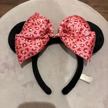레오파드 무늬 리본 포함 머리띠 디즈니
