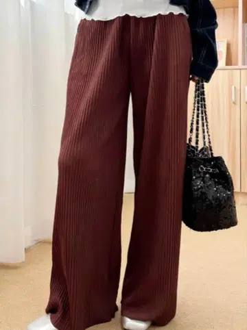 maison de LATIR 메조 드 라틸 와이드 플리츠 팬츠 브라운