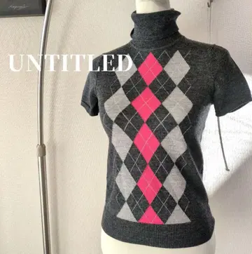 UNTITLED 울 블렌드 반팔 터틀넥 스웨터 아가일