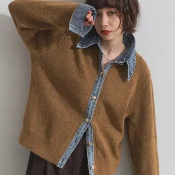 새상품 니트 도킹 데님 셔츠/카멜 ESICA 좋아하시는 분께