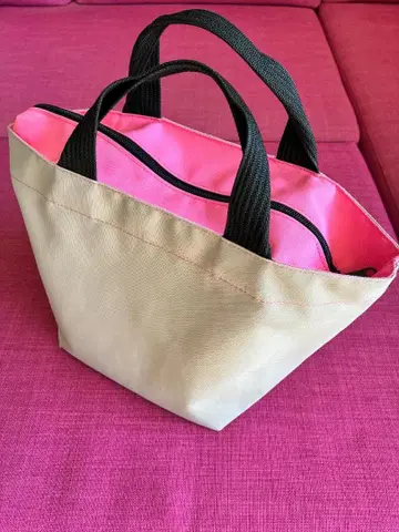 에르베샤 펠리에 1027N 나일론 보트형 토트 M 베이지 x 핑크