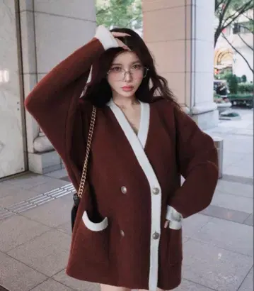 Darich 파이핑 오버 니트 가디건