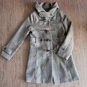 나노 유니버스 그레이 모 100% 더플 코트 후드 부착