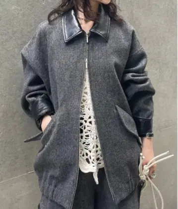 [ ameri ] UND TWEED WORK DETAIL BLOUSON