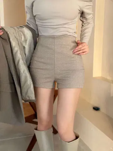 qung 벨로아 헤링본 숏 PT 마론 베이지