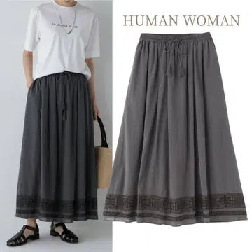 휴먼 우먼 / 24SS 정가 22,000엔 인도 자수 코튼 보일 스커트